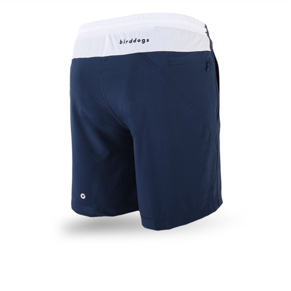 Birddogs swim/active navy and white short EUC